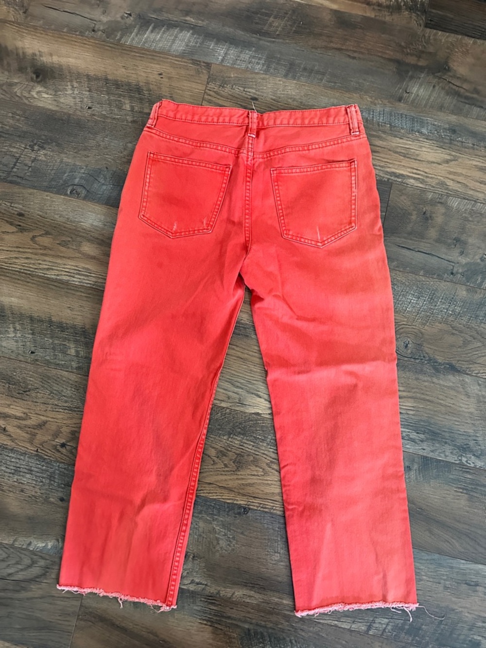 We The Free Straight Button-Fly Jeans in Red-Orange - Picture 5 of 7